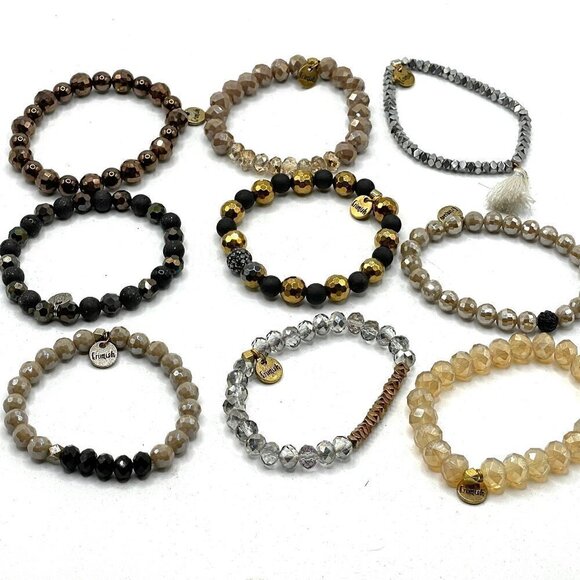 Erimish Jewelry - Erimish Beaded Stretch Bracelets Set of Nine OS One Size